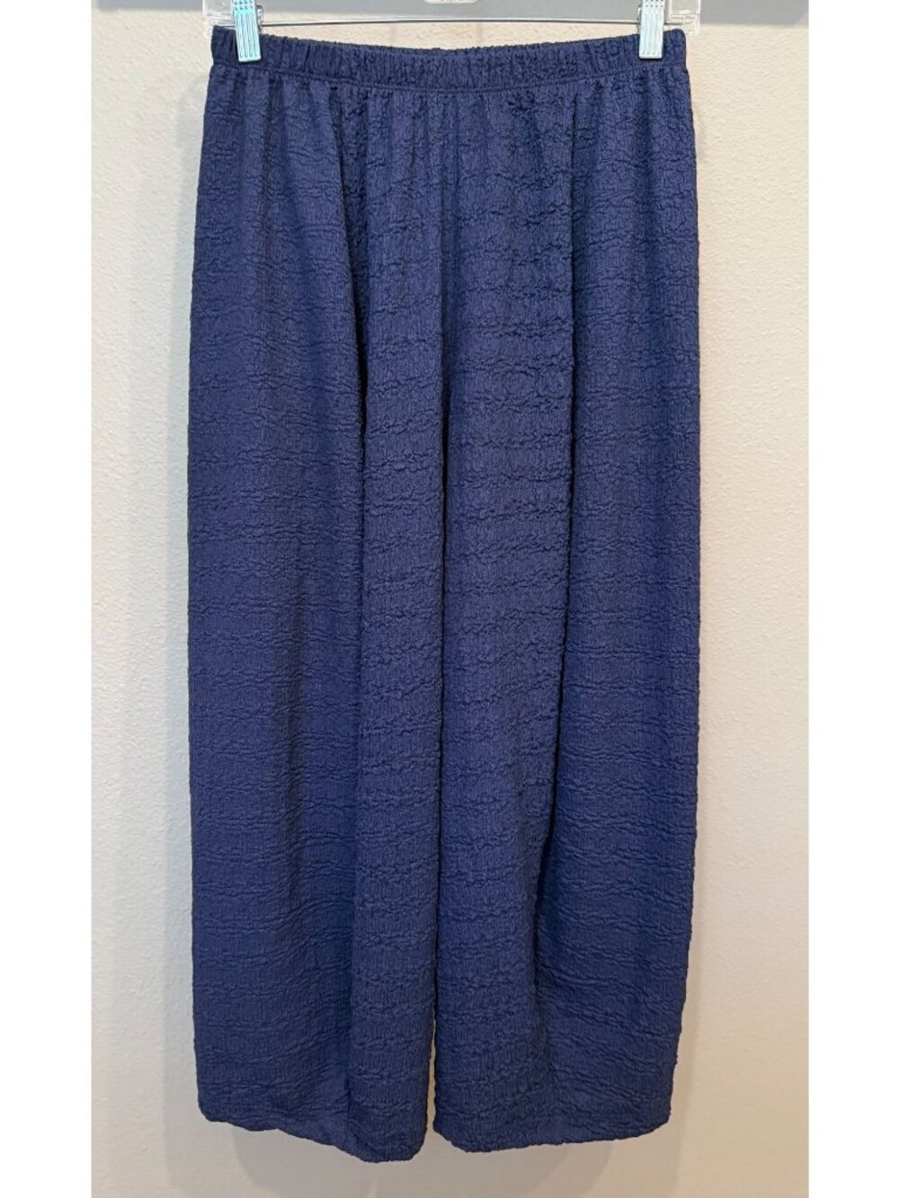 Inoah Women's Pull On Wide Leg Textured Crop Pants Small Lagenlook Boho